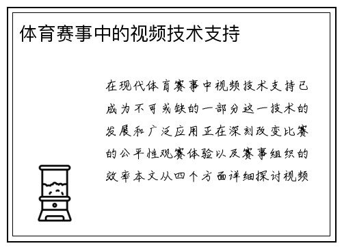 体育赛事中的视频技术支持